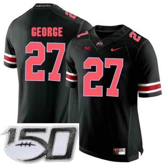 Ohio State Buckeyes 27 Eddie George Blackout College Football Stitched 150th Anniversary Patch Jersey